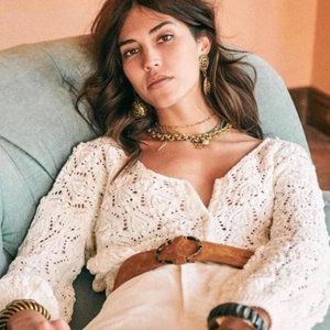 Sézane Annette Jumper - Ecru/White Size Small